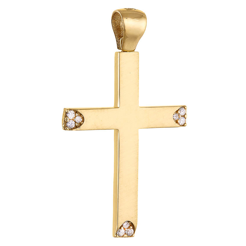 Χρυσός Σταυρός Κ9 με Ζιργκόν